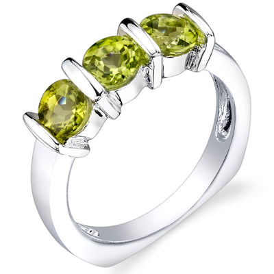 Peridot Round Cut Sterling Silver Ring Size 6