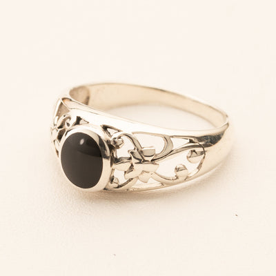 Sterling Silver Onyx Ring Size 7