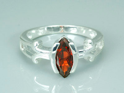 Garnet Marquise Cut Sterling Silver Ring Size 6