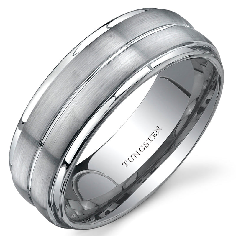 Flat Edge  8 mm Mens Tungsten Band Size 12.5