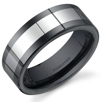 8 mm Mens Black Ceramic and Tungsten Band Size 12.5