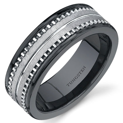 7mm Mens Black Ceramic and Tungsten Band Size 10