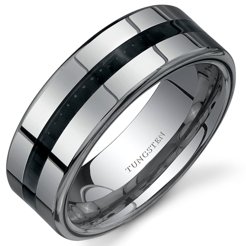 Carbon Fiber 8 mm Mens Tungsten Band Size 12.5