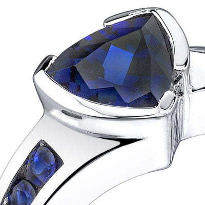 Blue Sapphire Ring Sterling Silver Trillion Shape 2.75 Carats