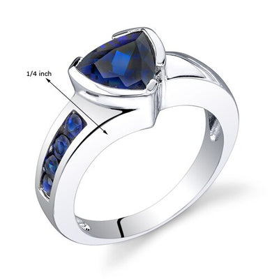 Blue Sapphire Ring Sterling Silver Trillion Shape 2.75 Carats