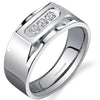 Men's 3-Stone Titanium Wedding Ring Band 10mm