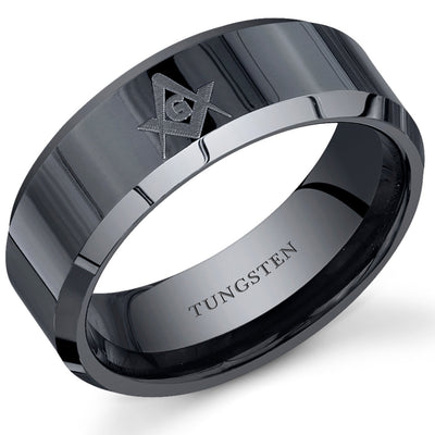 Masonic Gateway Symbol 8 mm Mens Tungsten Band Size 8