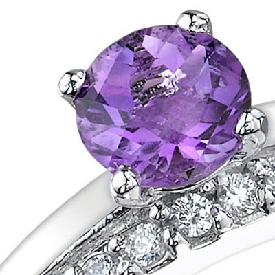 Amethyst Ring Sterling Silver Round Shape 0.75 Carats