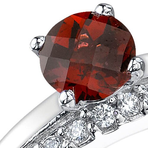 Garnet Ring Sterling Silver Round Shape 1 Carats