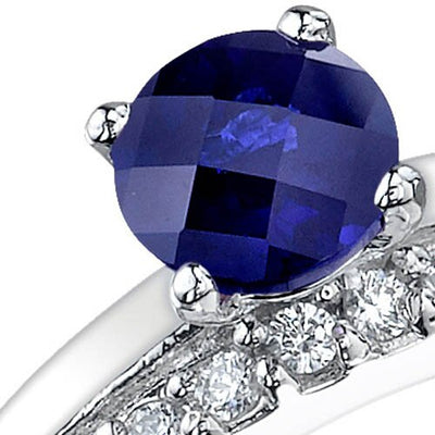 Blue Sapphire Ring Sterling Silver Round Shape 1.25 Carats