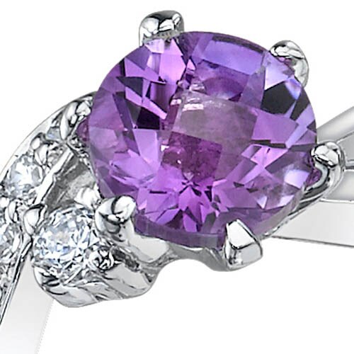 Amethyst Ring Sterling Silver Round Shape 0.75 Carats