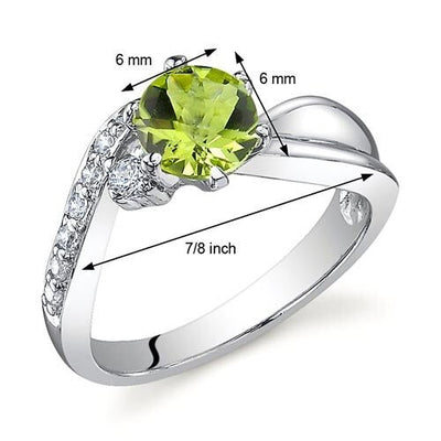 Peridot Ring Sterling Silver Round Shape 0.75 Carats