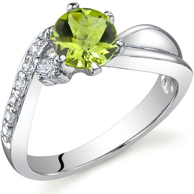 Peridot Ring Sterling Silver Round Shape 0.75 Carats