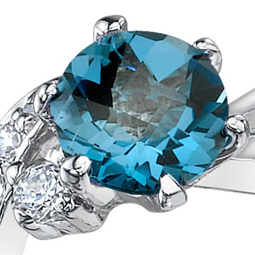 London Blue Topaz Ring Sterling Silver Round Shape 1 Carats