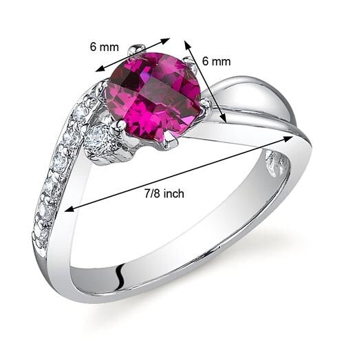 Created Ruby Ring Sterling Silver Round Shape 1 Carats