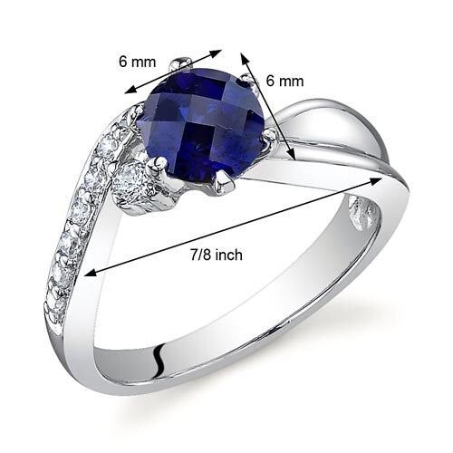 Blue Sapphire Ring Sterling Silver Round Shape 1.25 Carats