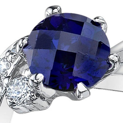 Blue Sapphire Ring Sterling Silver Round Shape 1.25 Carats