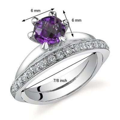 Amethyst Ring Sterling Silver Round Shape 0.75 Carats