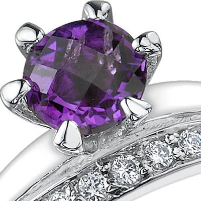 Amethyst Ring Sterling Silver Round Shape 0.75 Carats