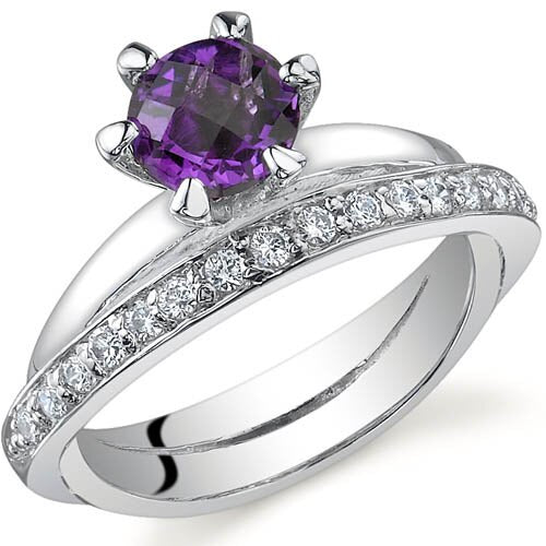 Amethyst Ring Sterling Silver Round Shape 0.75 Carats