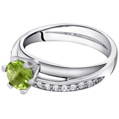 Peridot Round Cut Sterling Silver Ring Size 5