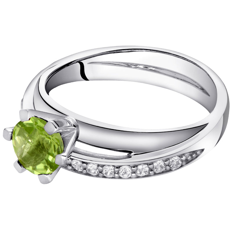 Peridot Round Cut Sterling Silver Ring Size 5