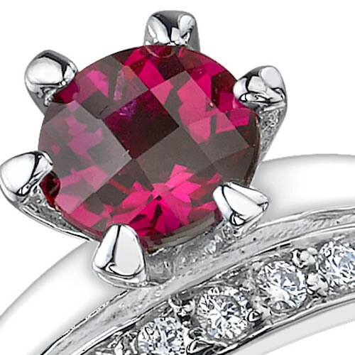 Created Ruby Ring Sterling Silver Round Shape 1 Carats