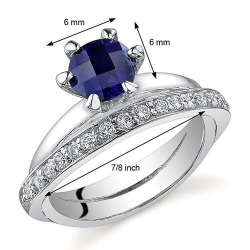 Blue Sapphire Ring Sterling Silver Round Shape 1.25 Carats