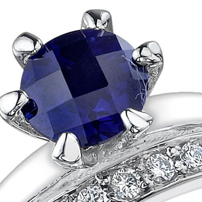 Blue Sapphire Ring Sterling Silver Round Shape 1.25 Carats