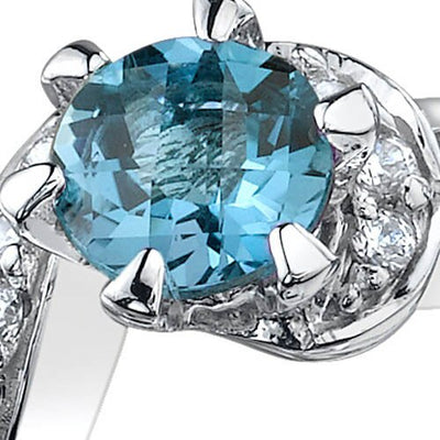 London Blue Topaz Ring Sterling Silver Round Shape 1 Carats