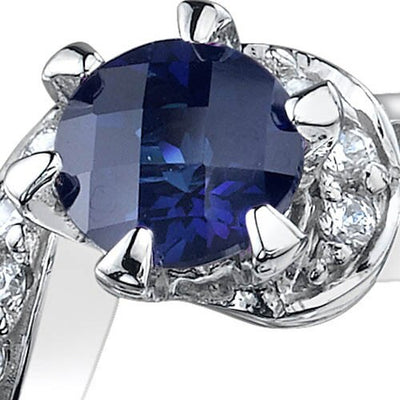 Blue Sapphire Ring Sterling Silver Round Shape 1.25 Carats