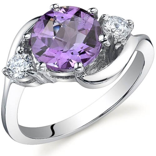 Amethyst Ring Sterling Silver Round Shape 1.75 Carats