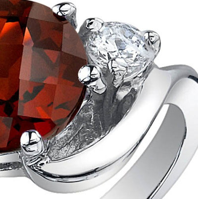 Garnet Ring Sterling Silver Round Shape 2.25 Carats