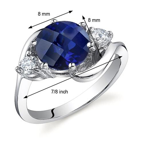 Blue Sapphire Ring Sterling Silver Round Shape 2.75 Carats