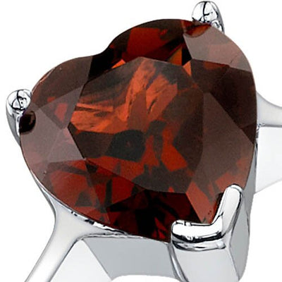 Garnet Ring Sterling Silver Heart Shape 2.25 Carats