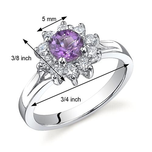 Amethyst Ring Sterling Silver Round Shape 0.5 Carats