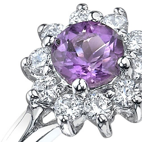 Amethyst Ring Sterling Silver Round Shape 0.5 Carats