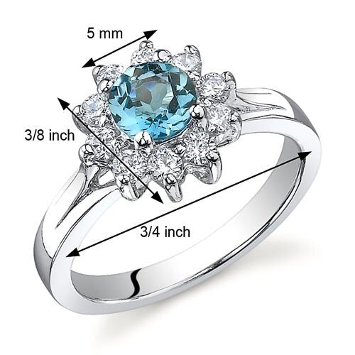 London Blue Topaz Ring Sterling Silver Round Shape 0.5 Carats