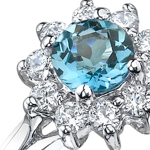 London Blue Topaz Ring Sterling Silver Round Shape 0.5 Carats