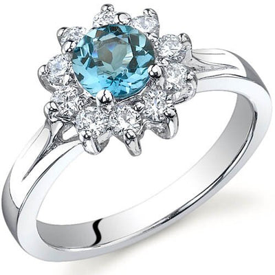 London Blue Topaz Ring Sterling Silver Round Shape 0.5 Carats