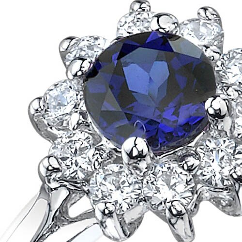 Blue Sapphire Ring Sterling Silver Round Shape 0.75 Carats