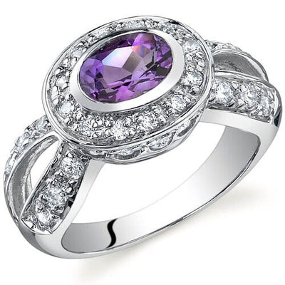 Amethyst Ring Sterling Silver Oval Shape 0.75 Carats