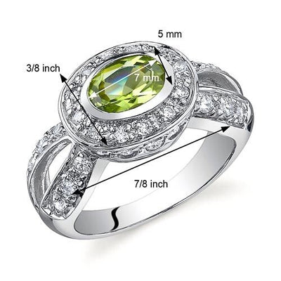 Peridot Ring Sterling Silver Oval Shape 0.75 Carats SR9754