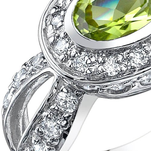 Peridot Ring Sterling Silver Oval Shape 0.75 Carats SR9754