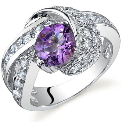 Amethyst Ring Sterling Silver Round Shape 1.25 Carats