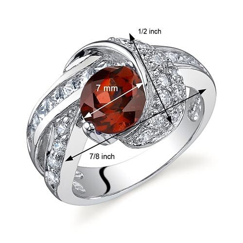 Garnet Ring Sterling Silver Round Shape 1.5 Carats