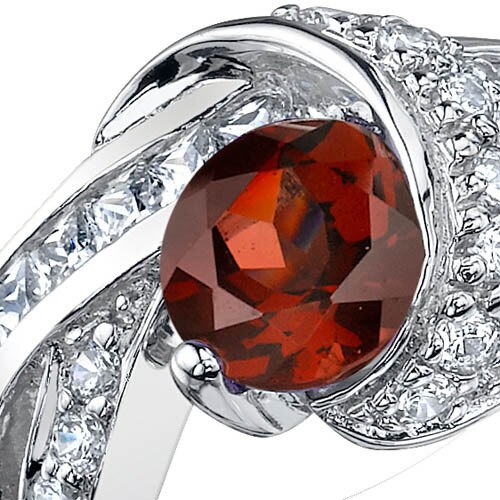 Garnet Ring Sterling Silver Round Shape 1.5 Carats