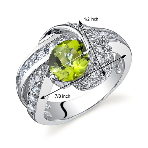 Peridot Round Cut Sterling Silver Ring Size 7