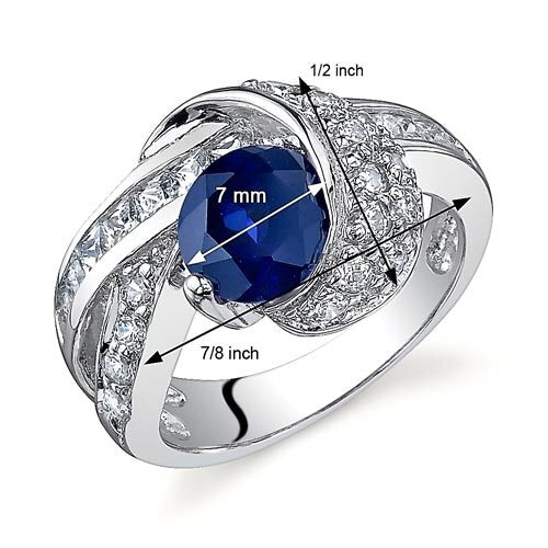 Blue Sapphire Ring Sterling Silver Round Shape 1.75 Carats