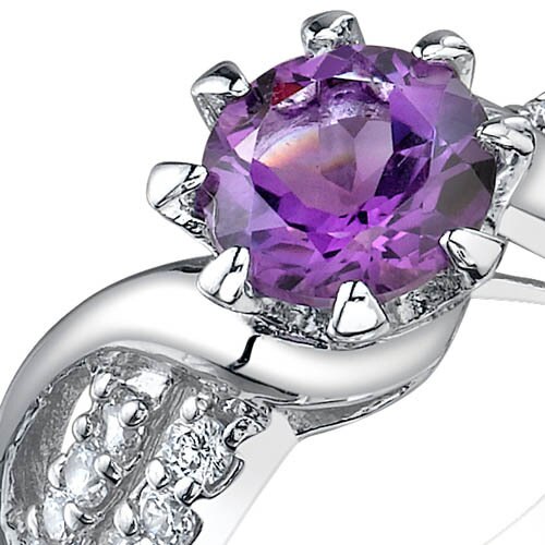 Amethyst Ring Sterling Silver Round Shape 1.25 Carats